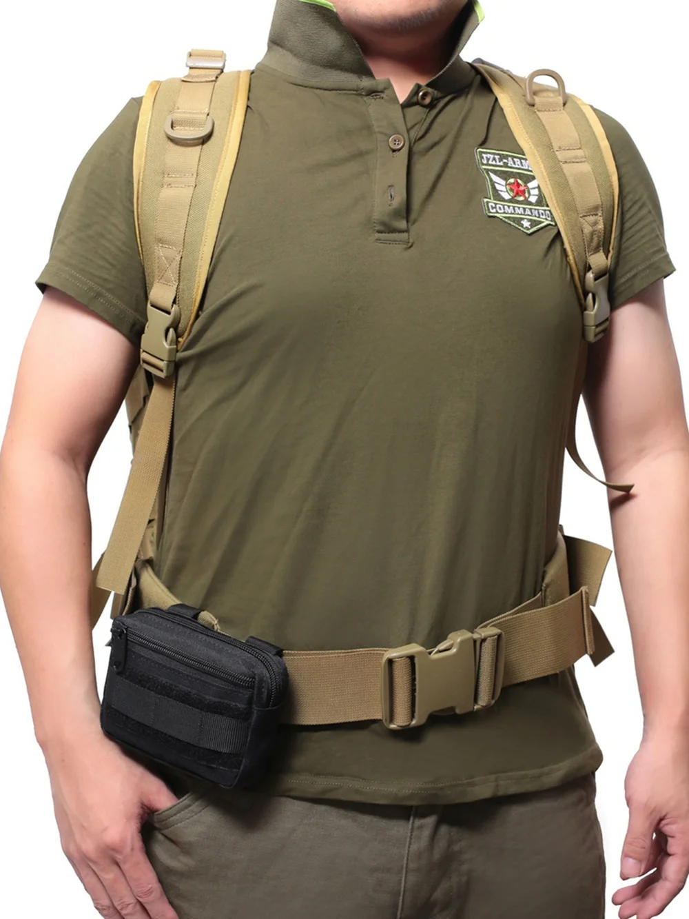 Double Layer EDC Pack Men Tactical Molle Waist Belt Nylon Hip Pouch Fanny Pack Camping Hunting Accessories Utility Bag