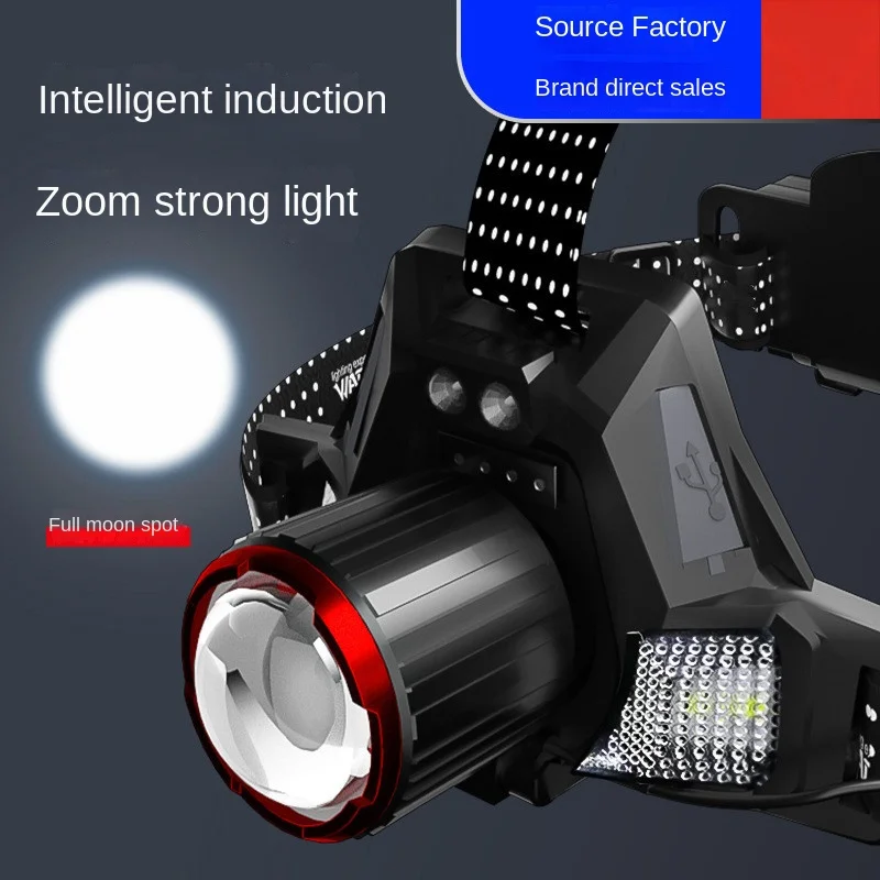 Induction Lighting Strong Headlight 헤드랜턴 Фонарик Аккумуляторный 헤드렌턴 Led 충전식 Lampka Czołowa Led 헤드렌턴 Led 해루질헤드랜턴 ヘッドライト 충전식작업등