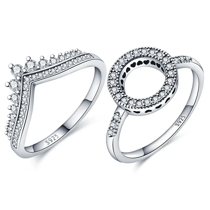 

925 Sterling Silver Wishing Crown Princess Shape Zircon Women's Ring Exquisite Engagement Wedding Party Jewelry Jewelry Gift