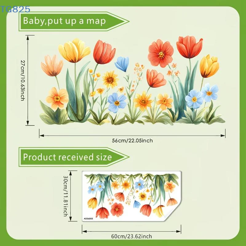 Fresh Floral Pattern Sink Area Background Wall Sticker Bathroom Wall Decoration Self-Adhesive Removable Waterproof Creative Stic