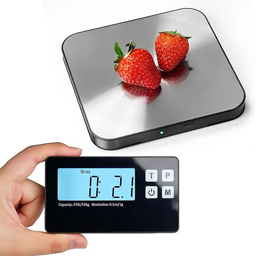 

33 Lbs Stainless Steel Kitchen Scale 5kg Digital Electronic Food Weight with Independent LCD Display Battery Powered