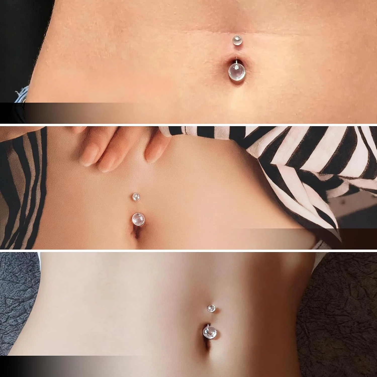 14G Clear Plastic Belly Button Rings Flexible Piercing Retainers Multiple Sizes Hypoallergenic for Women Sports Work Pregnancy