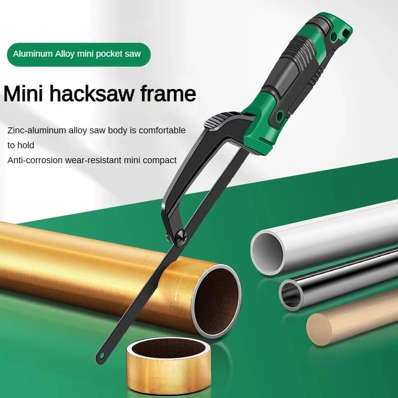 Imagem -02 - Mini Hacksaw Conjunto com Suporte de Liga de Alumínio Lâminas Portáteis Serra Cortada Ferramentas para Madeira Plástico Metal Acrílico pc 11 Pcs