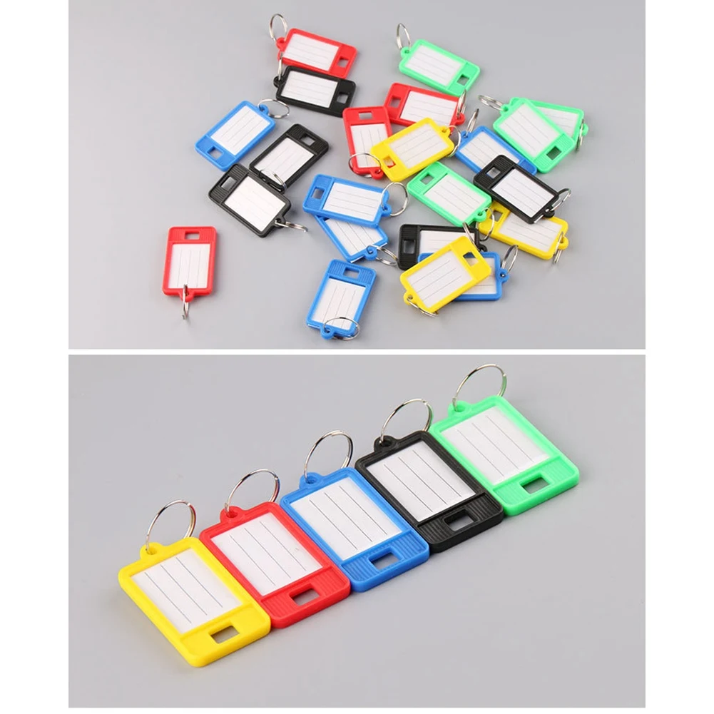 

Exquisite-100 Pieces Tough Plastic Key Tags Oval Shaped Label Tag With Window And Split Ring,Blank Labeling Tags 5 Colors