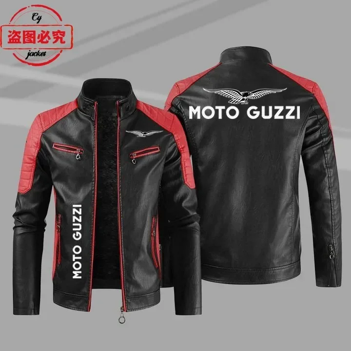 

Motorcycle Logo Retro Washed PU Leather Jacket Windproof Motorcycle Men's Leather Jacket Four Season Riding Suit Racing Suit