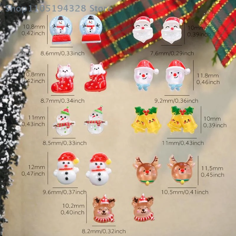 [MP]50Pcs Cartoon Xmas Sock 3D Resin Nail Charms Santa Claus Snowman Elk Christmas DIY Nail Rhinestones Decoration