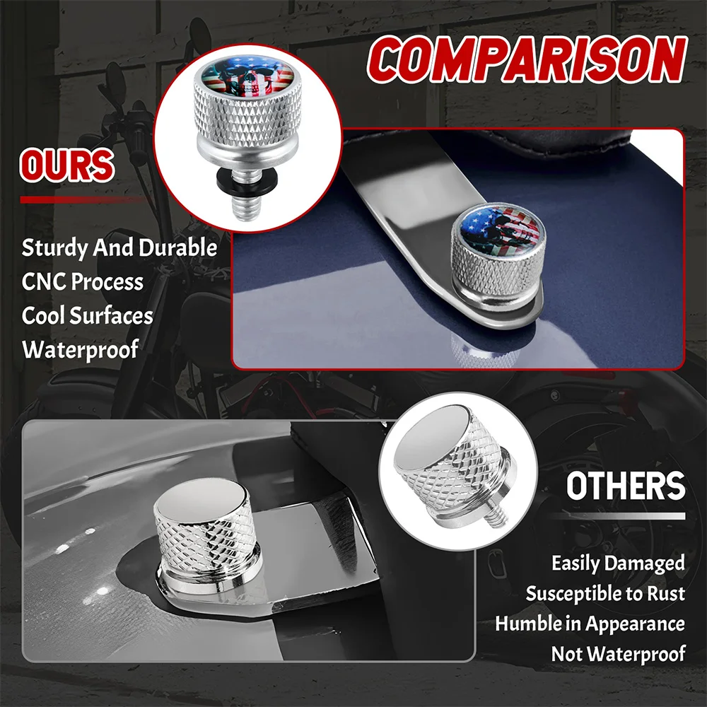 Motorcycle Accessories Rear Fender Seat Bolt Screw American Flag Chrome for Harley Electra Street Glide - view 4