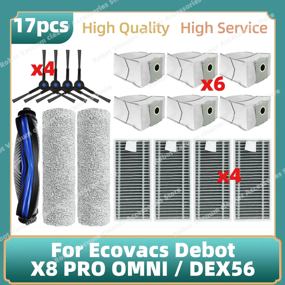 

Compatible For Ecovacs Debot X8 PRO OMNI / DEX56 Accessories Main Side Brush Mop Cloth Dust Bag Replacement Parts