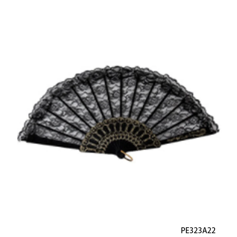 PESENAR 1920s Style Black Lace Fan for Flapper Costume and Vintage Gatsby Accessory