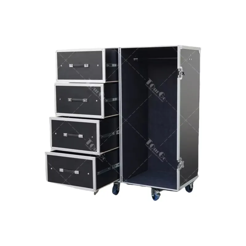 Customized Portable Large Space Storage Flight Road Wardrobe Cases With 4-Drawer