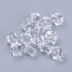 900pcs/500g Transparent Acrylic Beads Faceted Cube Clear 10x10x8mm Hole: 1.5mm