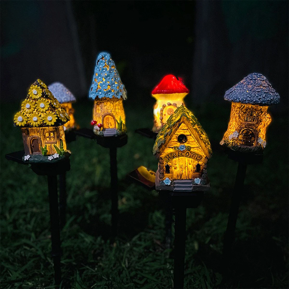 

LED Solar Garden Lights Outdoor Waterproof Cartoon Mushroom Light Solar Powered Lamp Yard Landscape Path Lawn Street Decoration