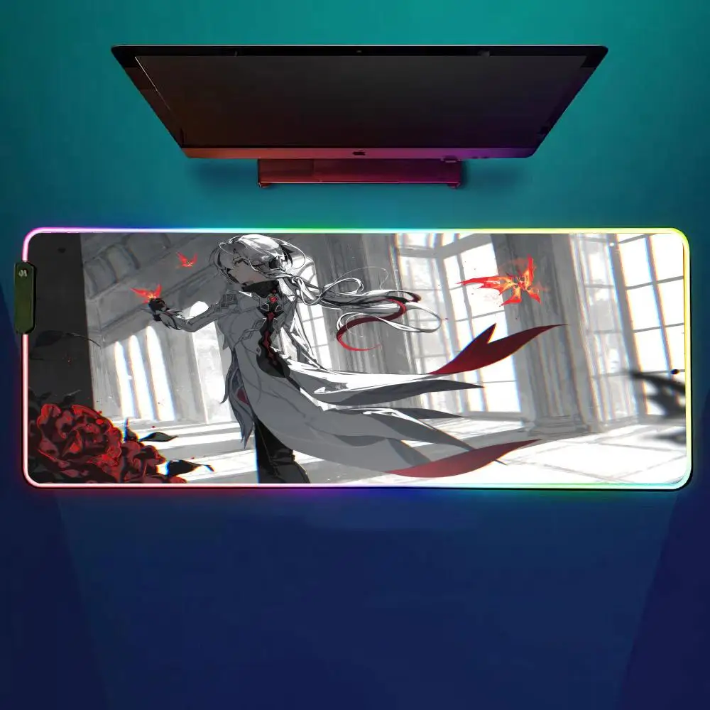 

Arlecchino Genshin Impact Mouse Pad RGB Gaming Mouse Pad Desk Mat HD Gamer Large LED Light XXL MousePads