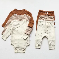 MILANCEL-Combinaison de batterie en coton pour bébé, vêtements pour nouveau-nés, manches longues, pantalon en option