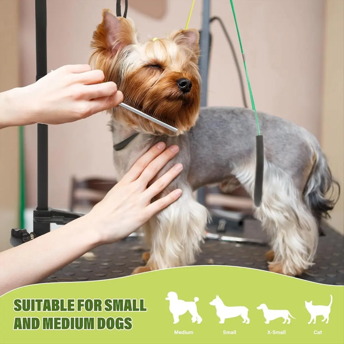 

Just- Dog Grooming Arm with Pet Grooming Hammock, 35inch Pet Grooming Table Arm with Adjustable No Sit Haunch Holders