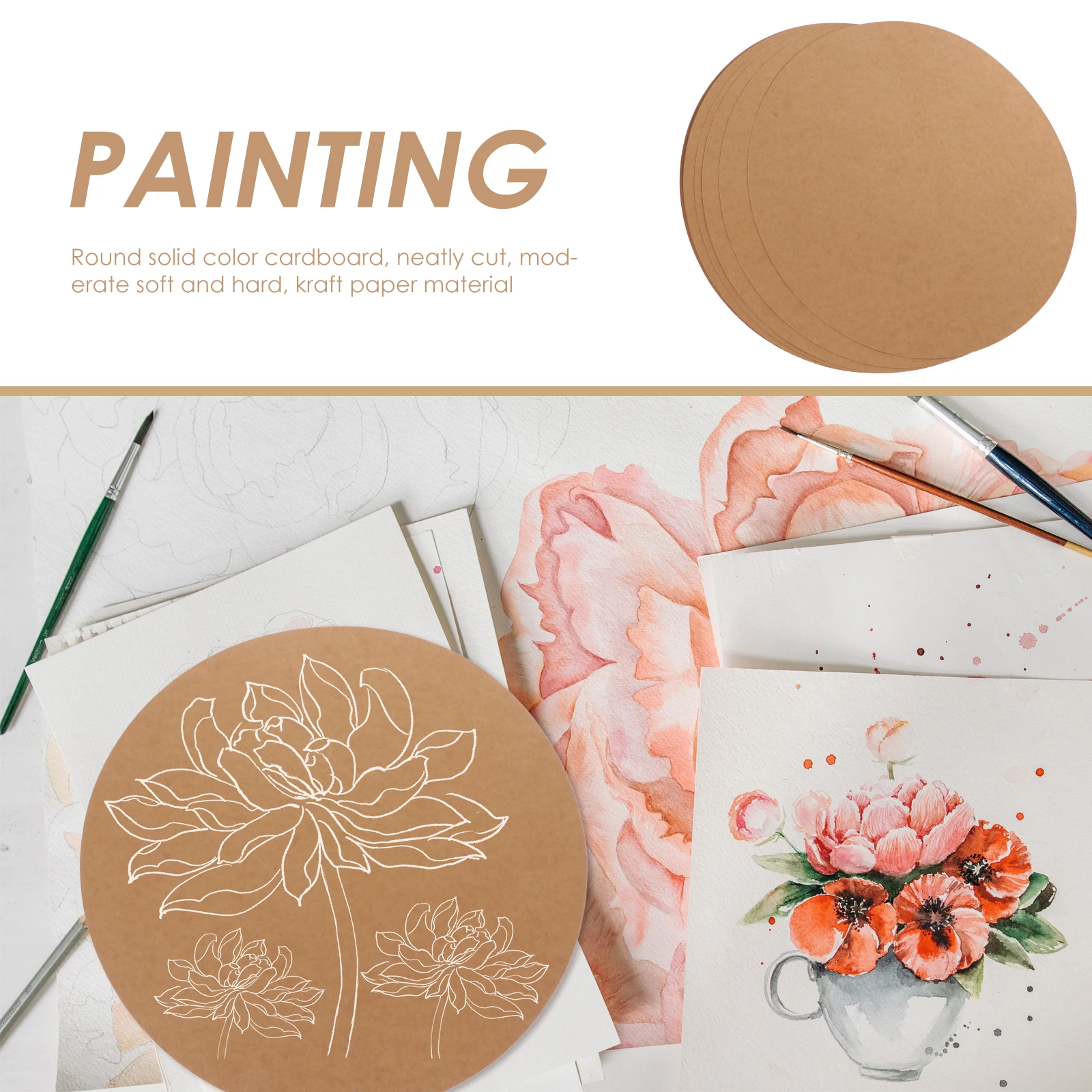 

20 Pcs Colorful Painting Cardboard Round Calligraphy Drawing Hardboards Thickened Smooth Decorations Art Crafts School