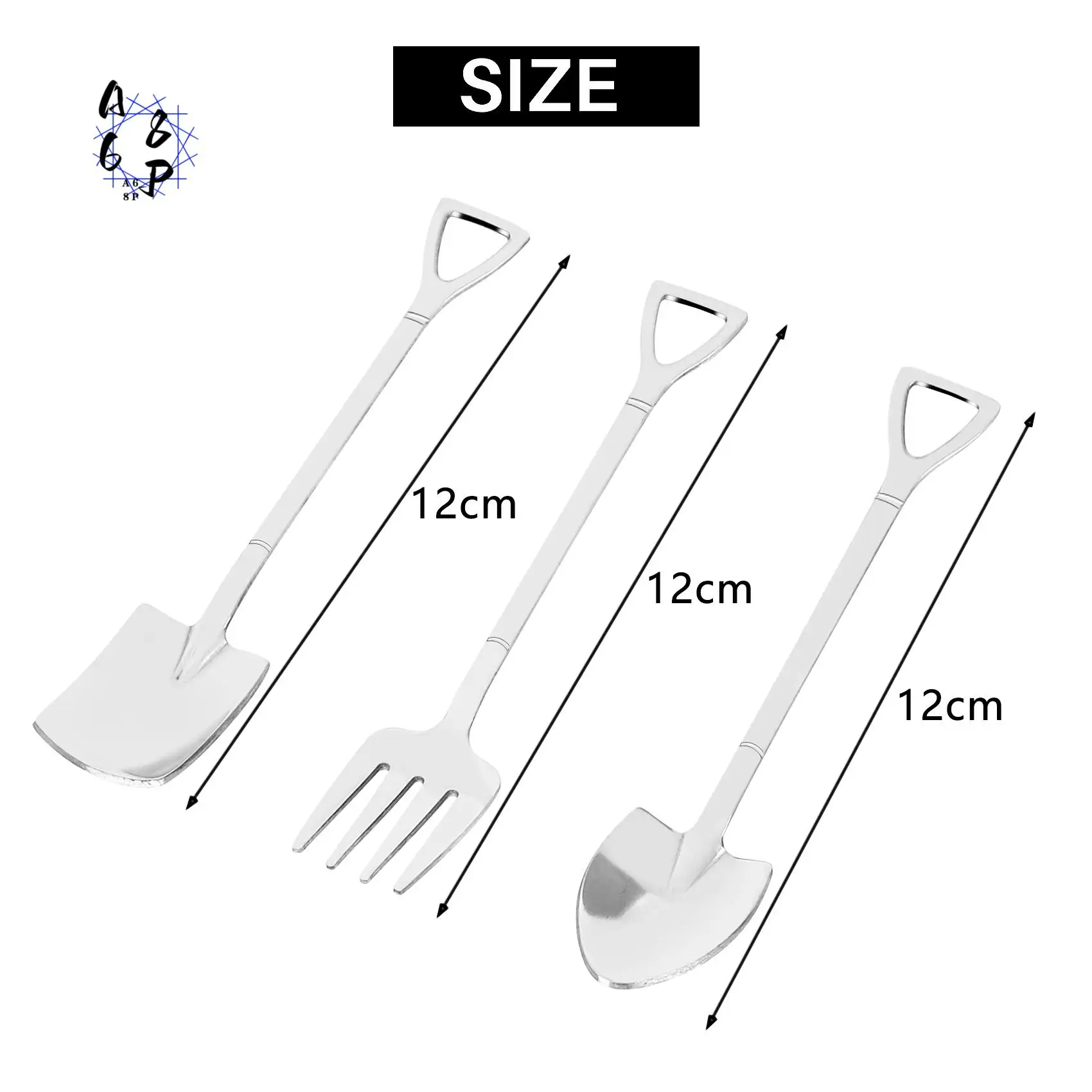 

A68P-9 Pieces Shovel Spoon Fork Shovel Coffee Spoon Shovel Handle Dessert Spoon Ice Cream Spoon Shovel Shape Fork Fruit Fork