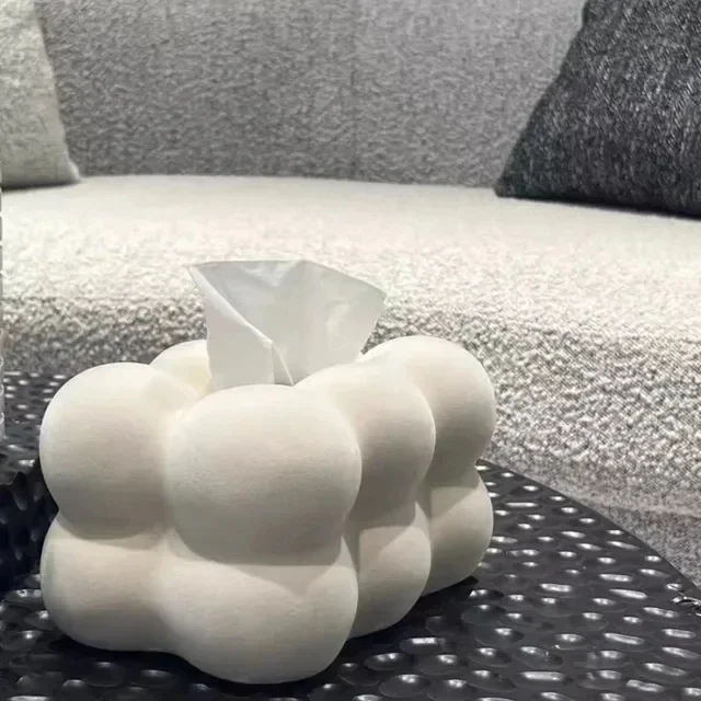 Flocking Ceramic Tissue Box Living Room Decoration Organizer Napkin Box Napkin Holder  Holder  Storage Boxes