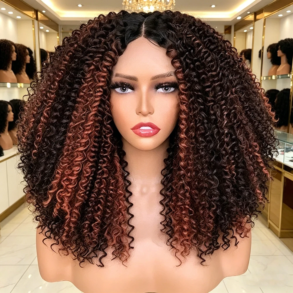 

13x4 Lace Front Wig Afro Kinky Curly Short High Temperature Fiber Glueless in Natural Black Ginger Orange 613 Blonde 3 Colors Op