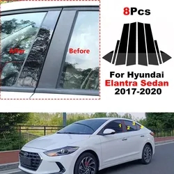 Carro Pilar Posts Painel, BC Coluna Adesivos, Porta Janela Guarnição Capa para Hyundai Elantra Sedan 2017 2018 2019 2020, 8Pcs