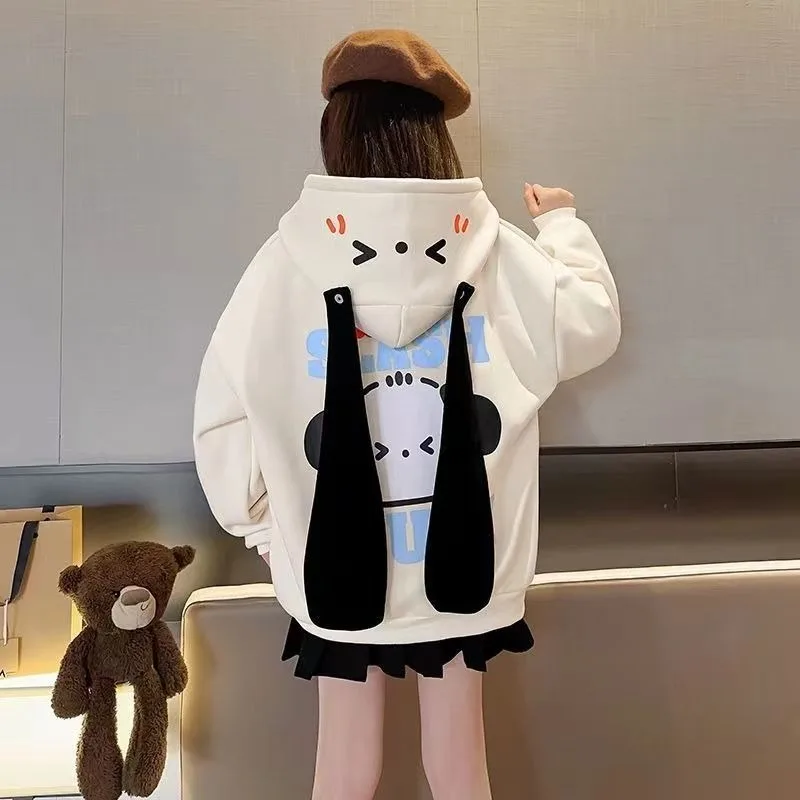 Girls' 2025 New Spring/Autumn Stylish Pochacco Long Ears Hooded Thickened Sweatshirt - Kids' Top