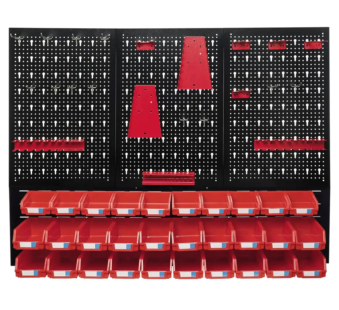 2025Easy Install 0.8 mm Thick Powder Coated Steel Pegboard Panel Organizer for Kitchen & Bathroom Tool Storage