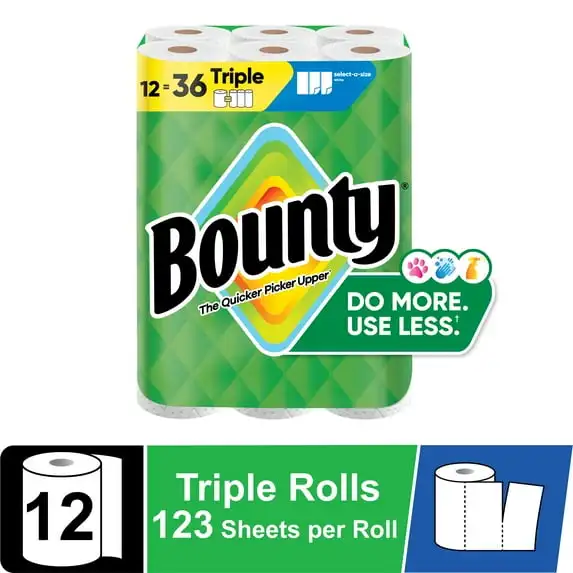 

Paper Towels Select-A-Size White, 12 Triple Rolls, 123 Sheets per Roll