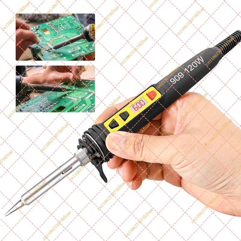 120W Digital Electric Soldering Iron (200-600℃) | Adjustable Temperature Control with Ceramic Core & 909 Tips