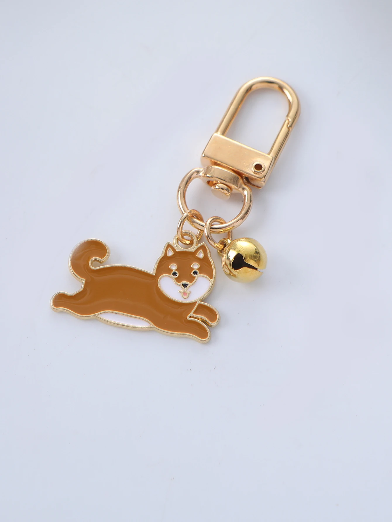 Golden Corgi Love Lobster Button Earphone Pendant Pet Dog Pendants Keychain Animal Bell Enamel Keyring Cute Bag Car Gift