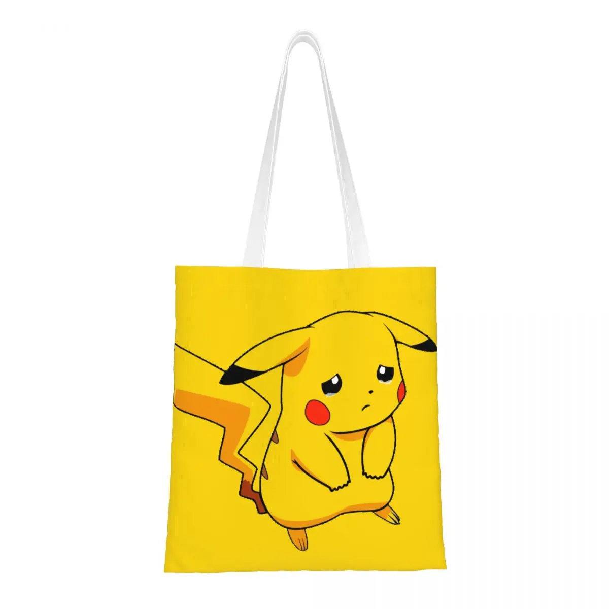 Custom Funny Print Cartoon Animation Pokemon Pikachu Tote Shopping Bags Portable Canvas Shoulder Shopper Handbag