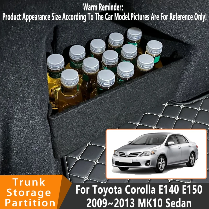 

Автомобильные аксессуары для Toyota Corolla Sedan 2009 ~ 2013 12 MK10, автомобильный органайзер, боковая перегородка багажника, внутренний ящик для хранения, детали
