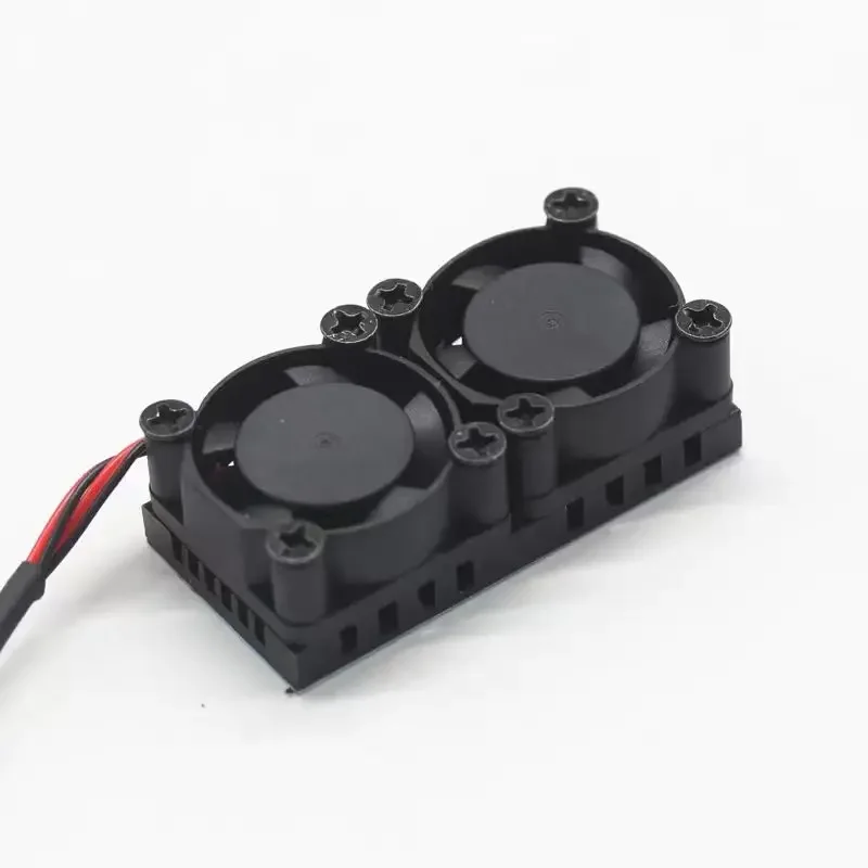 LY 25x25mm Chip Heat Sink with Dual Fan for Raspberry Pi 4B/3B+ Aluminum Cooling Fan, DIY Circuit Board Cooler
