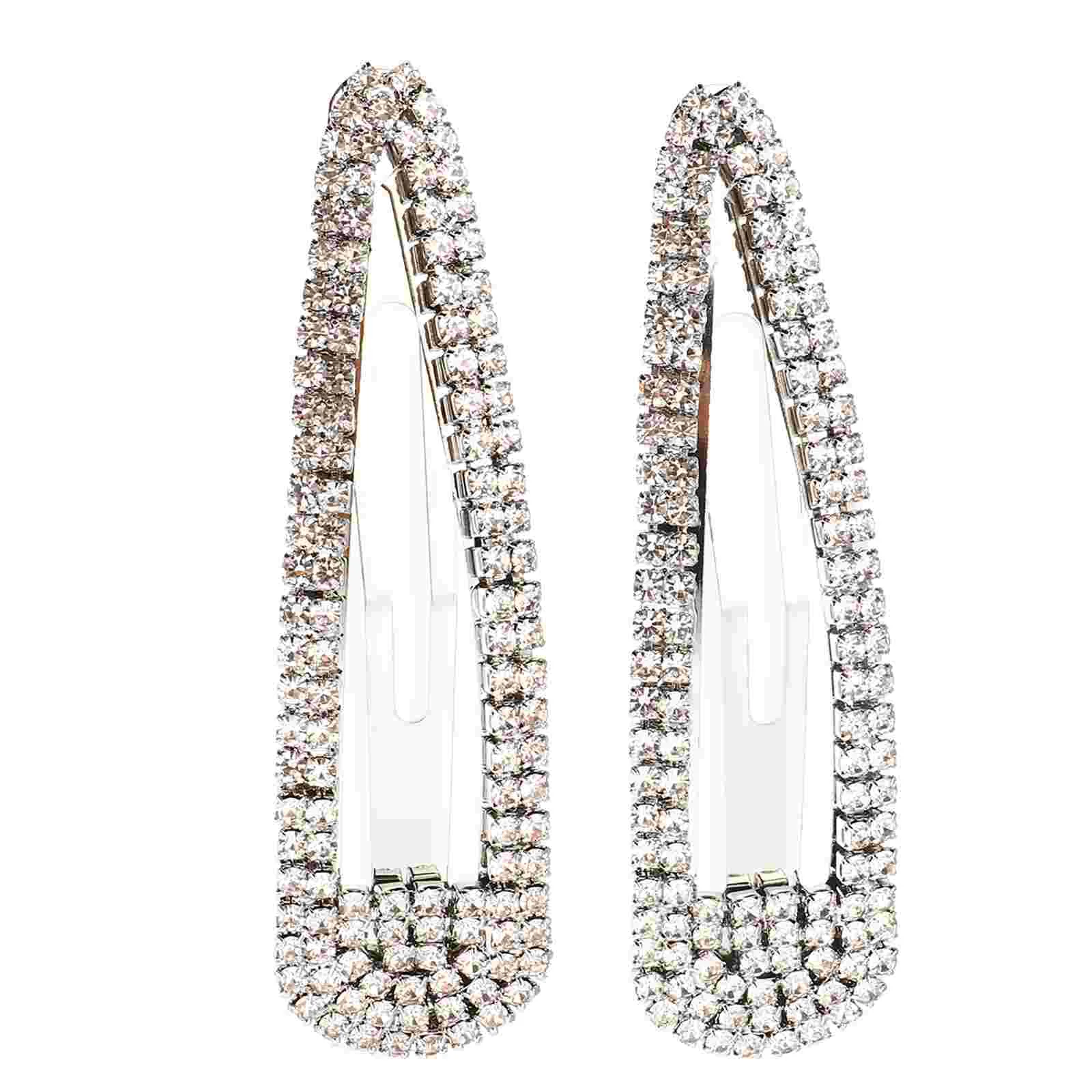 2 Pcs Snaps Rhinestone Bb Clip Clips for Hair Barrettes Rhinestones Child Bridal Accessories