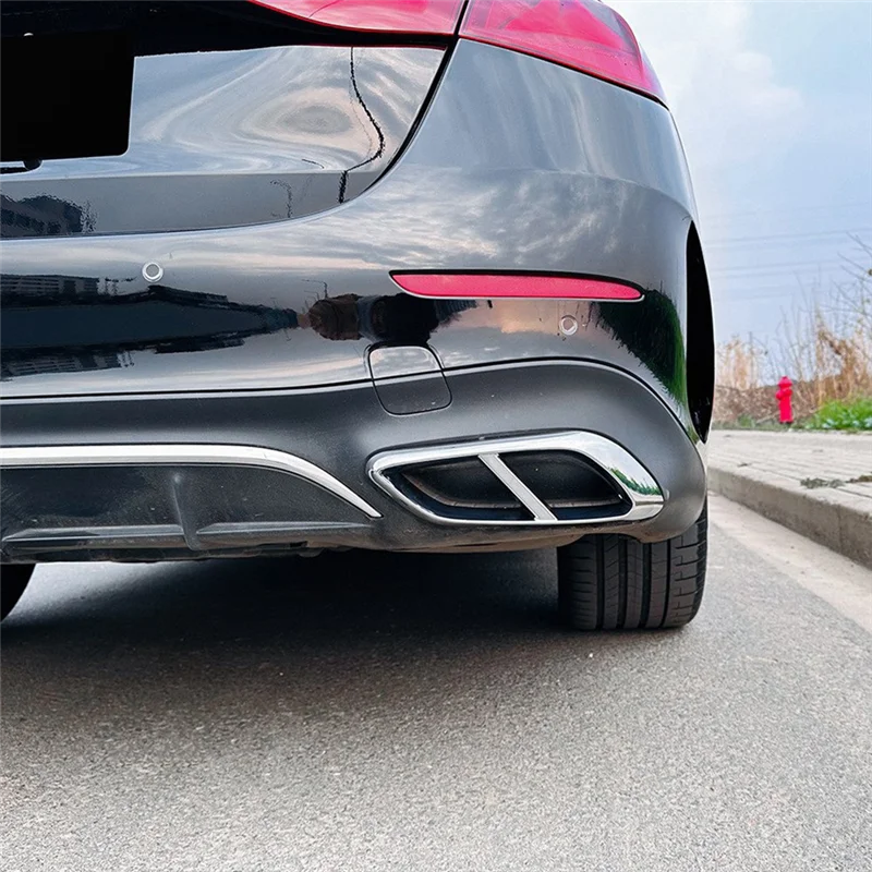 

AW-Car Tail Throat Decor Frame For Mercedes-Benz E W214 2024+ Car Exhaust Pipe Trim Cover Stickers Accessories Silver