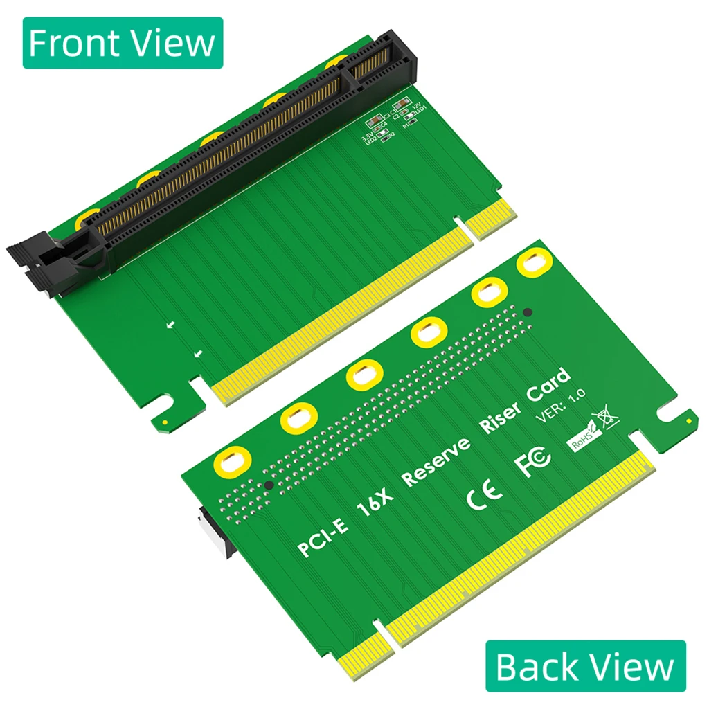 16X PCI-E 3.0 90องศาย้อนกลับตัวผู้ไปยังตัวเมียไรเซอร์การ์ดสำรองสำหรับเซิร์ฟเวอร์2U (ทิศทางการติดตั้งต่อ CPU)