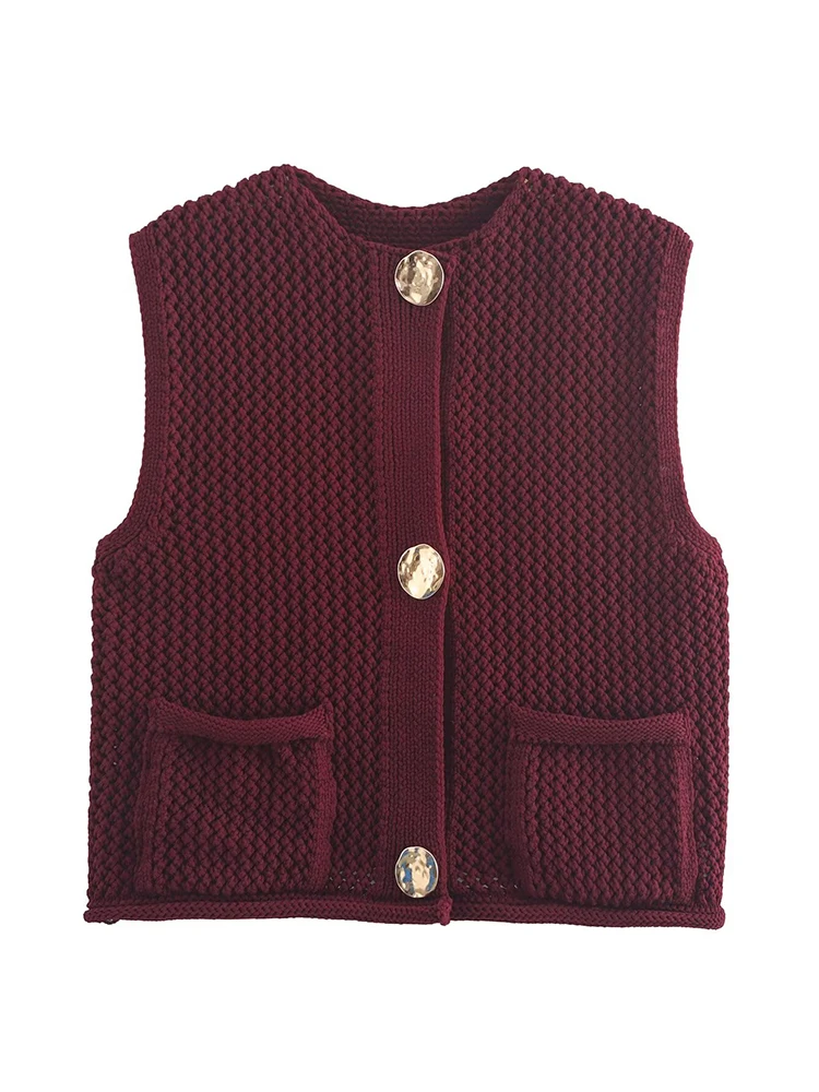 2024 Autumn And Winter New Female Casual Fashion All-In-One Sleeveless Coarse Needle Knit Vest