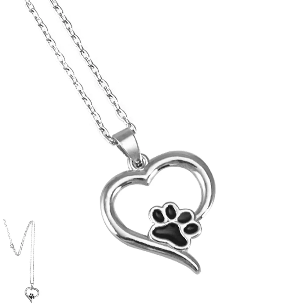 

Lovely Alloy Necklace Dog Cat Heart Shaped Pendant Durable Wearing Party Costume Photo Gift For Birthday Wedding