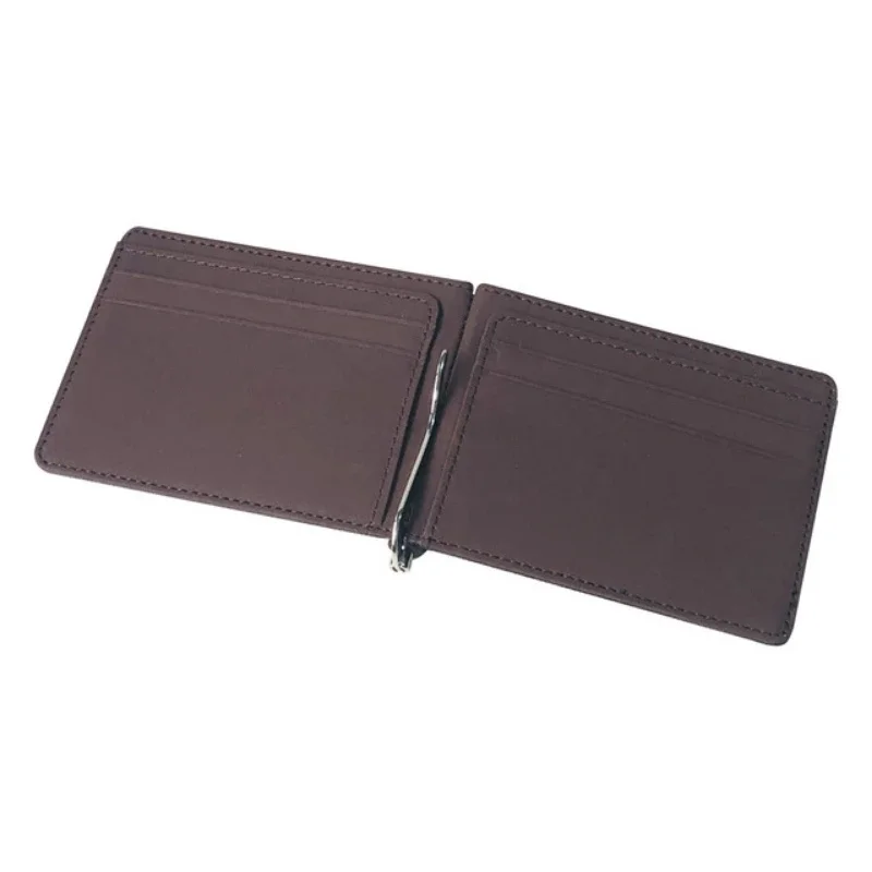 Portefeuille Solide en Cuir PU pour Homme, Petit, Court, avec Pinces à Billets, Fin, 4 Couleurs, Nouvelle Collection