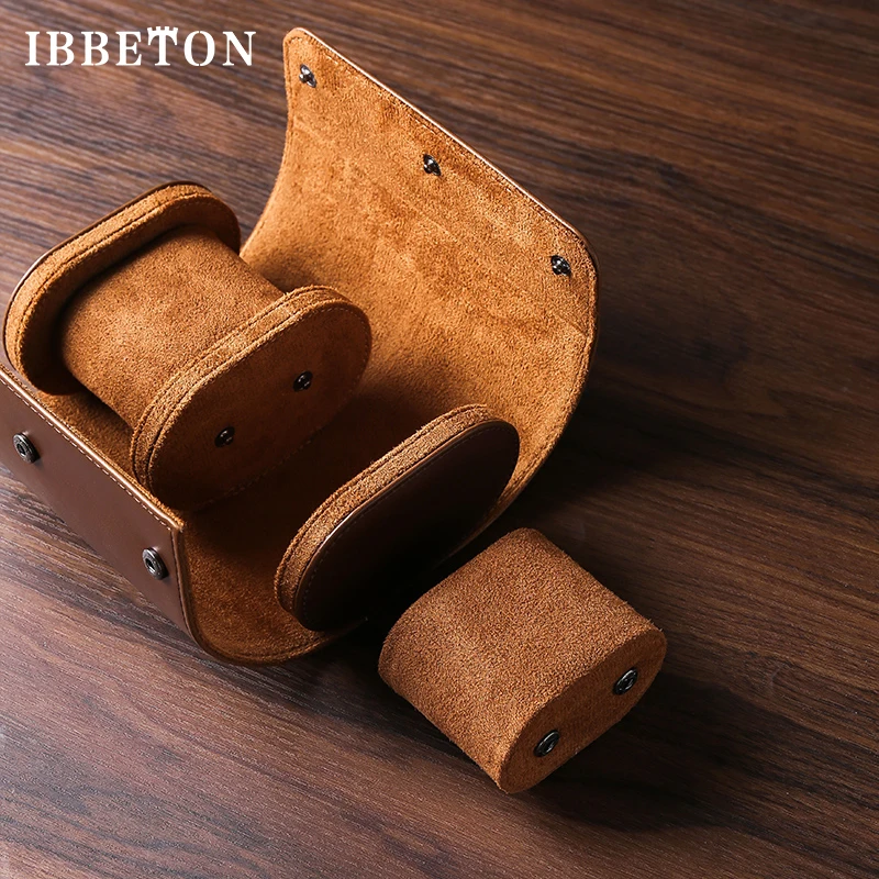 IBBETON Watch Bag 1 2 3 slots Luxury Genuine ortable Vintage Leather  Roll Watch Storage Box Travel Watch Case Gift  Watch Pouch