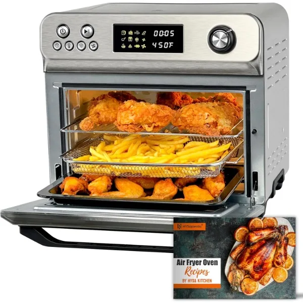 HYSapientia-Combo de horno de freidora de aire, tostadora grande 10 en 1 de 26 cuartos, con Control de perilla de pantalla LED