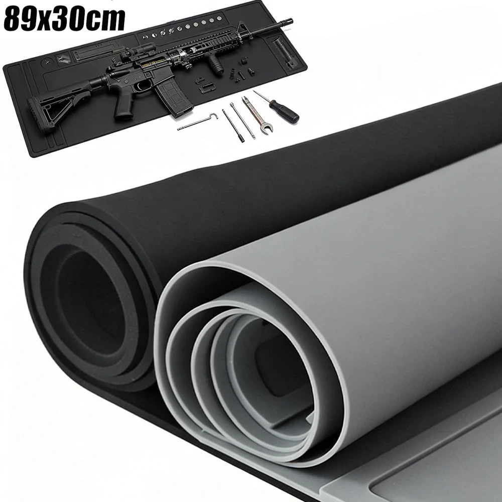 

Weapons Cleaning Mat 89x30cm Gun Cleaning Pad Rifle Mat Handgun Maintenance Tray with Organizer Magnetic Dots Repair Pad