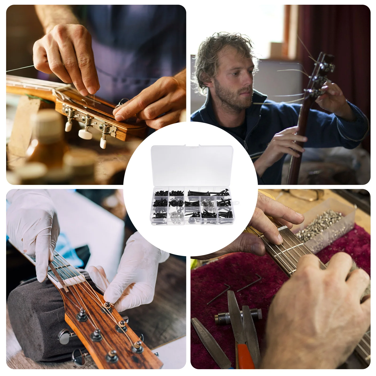 

1Set Guitar Mounting Screw Kit Professional Repair Tool Guitar Strap Button Pickup Ring Bridge Springs Accessories