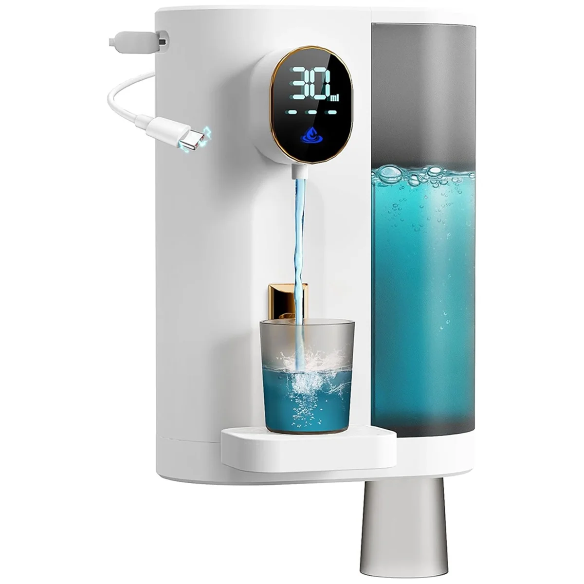 Distributeur automatique de bain de bouche pour salle de bain, avec 2 tasses, 4 niveaux et écran LED, bain de bouche électrique intelligent