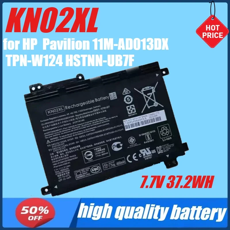 

7,7 В 37,2 WH KN02XL Аккумулятор для ноутбука HP Pavilion 11M-AD013DX TPN-W124 HSTNN-UB7F HSTNN-LB7R 916809-855 916365-541