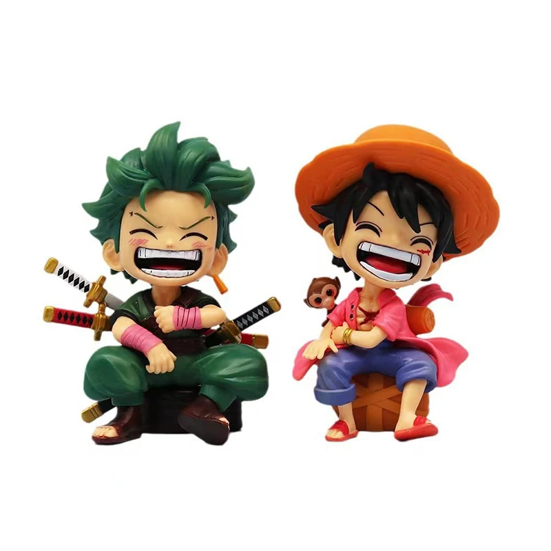 Anime peripheral series new ONE PIECE Luffy Solon Sanji Q-version sitting posture model figurine toy for children birthday gifts view 5