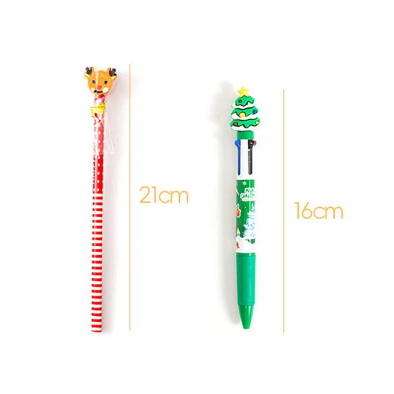1/5/10/20Pcs แฟชั่นคริสต์มาสปากกาลูกลื่นการ์ตูนหลากสีน่ารักปากกาอุปกรณ์สํานักงานโรงเรียนเครื่องเขียนนักเรียนของขวัญ