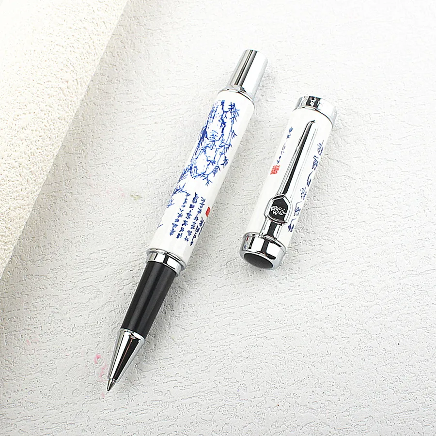 Jinhao 950 Ceramic Rollerball Pen Blue White Porcelain Bamboo Pattern Metal Chinese Style Signature Ballpoint Pen Business Gift