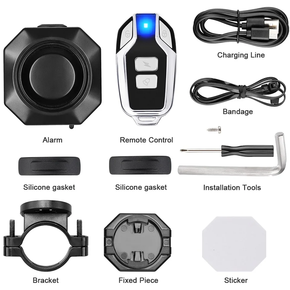 Randpow Motorcycle Bicycle Alarm 113dB Sound Anti-theft Electric Remote Control Waterproof Bike Security Burglar Alarm