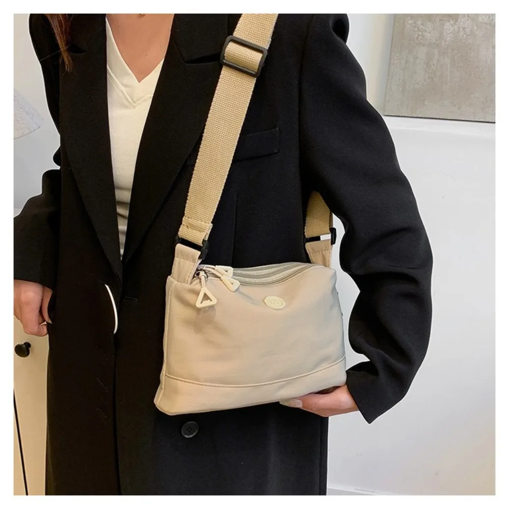 

New Solid Color Sling Crossbody Bag Quick-dry Nylon Shoulder Bag Casual Zipper Square Bag Women