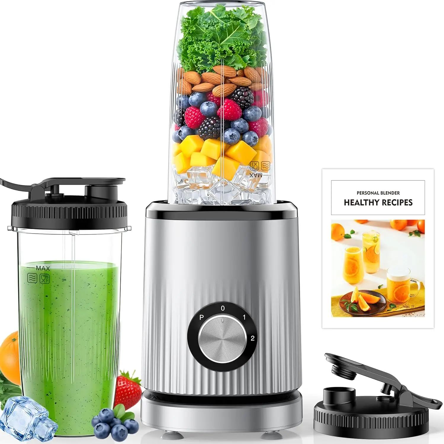 

Portable Blender for Smoothies with 2 Cups, High-Power Motor, Adjustable Speeds, Ideal for Kitchen & Travel